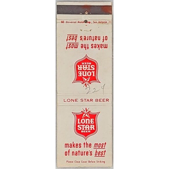 Front Strike Matchbook Lone Star Beer Texas TX Makes the Most of Nature's Best - Picture 1 of 5
